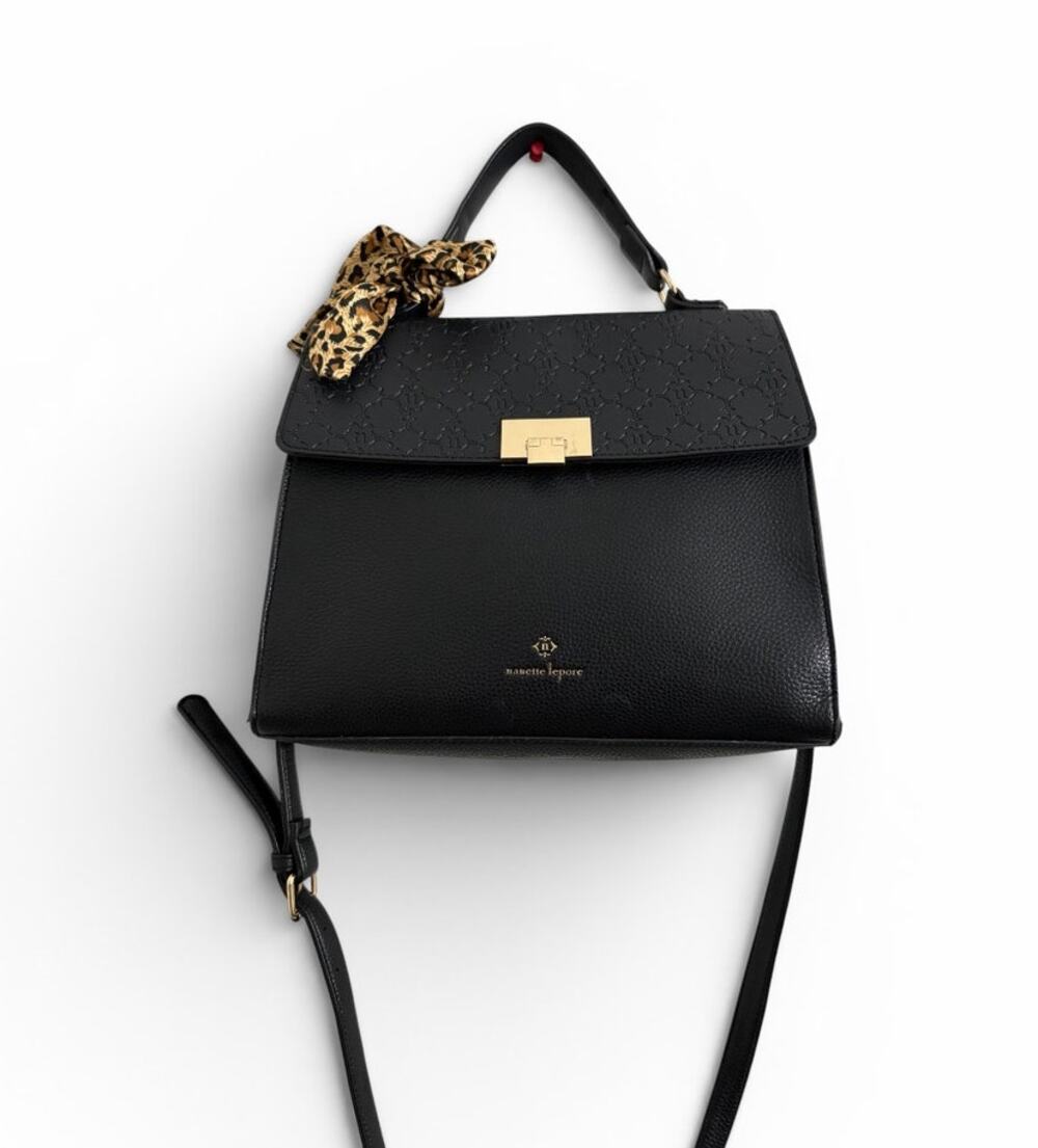 Nanette Lepore Purse Black Top Handle Bag with Shoulder Strap. (Y2)